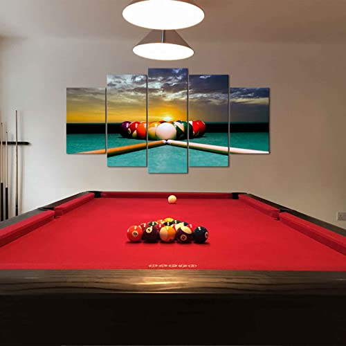 iLOOKLiKE Game Canvas Wall Art Pool Table Room Decor Billiard Balls Pictures Wall Decor Leisure Sport Painting Prints for Modern Game Room Club Bar Decoration12x20inchx2+12x28inchx2+12x32inchx1
