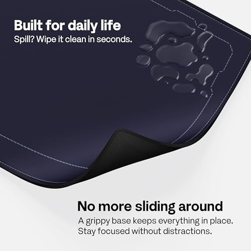 Pixio Mouse Pads - 36 x 16 inch XXL Light Border Dark Blue Multifunctional Large Desk Mats for Gaming, Office, Desktop Anti-Slip Waterproof Washable Computer Mouse Mat - color: Black Border