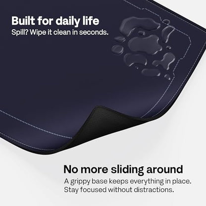 Pixio Mouse Pads - 36 x 16 inch XXL Light Border Dark Blue Multifunctional Large Desk Mats for Gaming, Office, Desktop Anti-Slip Waterproof Washable Computer Mouse Mat - color: Black Border