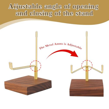 Adjustable Metal Arm Display Stand, 4 inches Tall, Wooden Base | For Easel, Plate, Rock, Picture, Crystal, Wreath, Coral