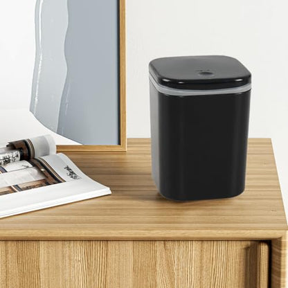 Gloreen 0.5 Gallon Mini Desktop Trash Can, Tiny Plastic ‎Garbage Can with Push Button Lid, Black