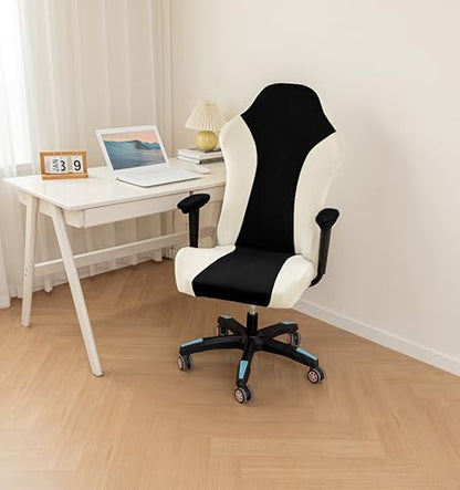 Lavish Cover Velvet Stretchable Gaming Chair Cover, Washable, Anti-Scratch Slipcover with Armrest Protection, Cat Scratch Proof for Office and Computer Chairs(No Chair, Black) - color: Black