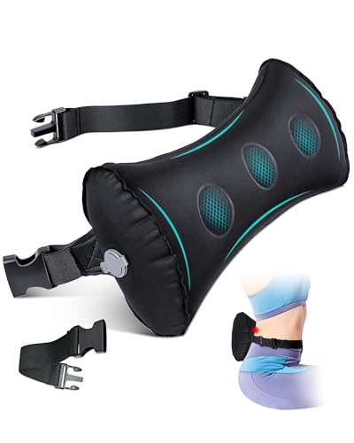 Inflatable Lumbar Pillow for Airplane Travel Lumbar Support Pillow for Car, Office Chair Back Support Office Chair Back Support for Reducing Lower Back Pain (Black)