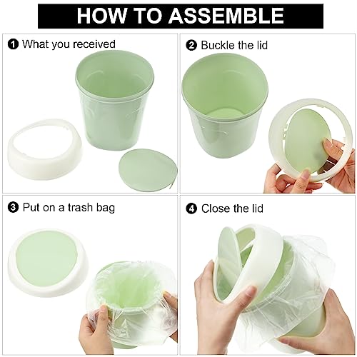 Zhehao 8 Pcs Plastic Mini Wastebasket Trash Can with Swing Lid 360 Trash Bags Desktop Small Garbage Bin Countertop Vanity Tabletop Waste Paper Basket for Home Office (Blue,Green,Pink) - color: Blue,Green,Pink