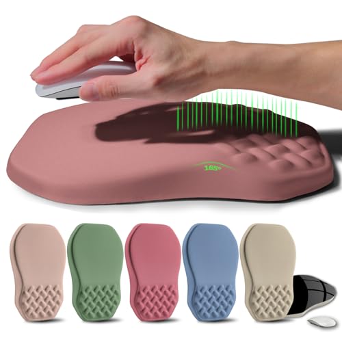 Ergonomic Raised Mouse Pad Wrist Support with Bilateral Slope Memory Foam Mousepad for Wrist Rest and Carpal Tunnel Pain Relief 11.8x7.9〃 Salmon Pink - color: Salmon Pink