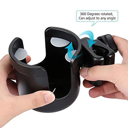 Accmor Stroller Cup Holder, Universal Cup Holder for Uppababy Nuna Doona Strollers, Bottle Drinks Holder for Wheelchair, Walker, Bike, Scooter, 2 Pack - style: Cup Holder-2pc