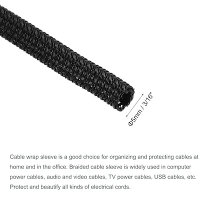 MECCANIXITY Split Sleeve Wire Loom 3/16" 9.84Ft Black Self Wrapping Braided Sleeve UL94-V2 Fireproof PET Sleeving for Automotive, Home Cable Management - color: Black, size: 3/16 Inch x 9.84Ft