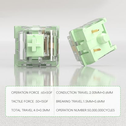 ZhouWang Jasmine Green Switch,3 Pin Replacement Pre-Lubricated Dustproof Clicky Keyboards Switch,Suitable clickers for 3D Prints and MX Mechanical Keyboard（72Pcs） - color: Jasmine(Clicky), size: 72Pcs