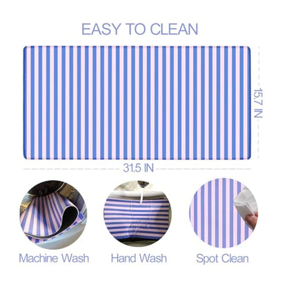 Blue Pink Striped Desk Mat Cute Pastel XXL Large Gaming Mouse Pad Desk Pad Kawaii Aesthetic Home Office Decor Cozy Keyboard Laptop Computer Mat - color: A6- Blue Pink