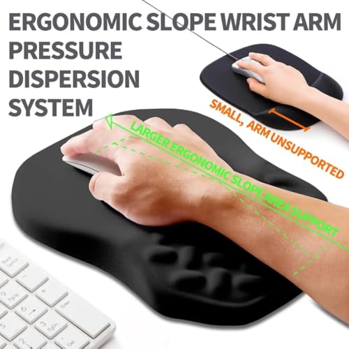3-in-1 Ergonomic Mouse Pad Set with Keyboard Wrist Rest Support & Cable Organizer – Memory Foam for Carpal Tunnel & Pain Relief, Non-Slip Base – Ideal for Office & Gaming – Gift Box – Black-Meeshoo