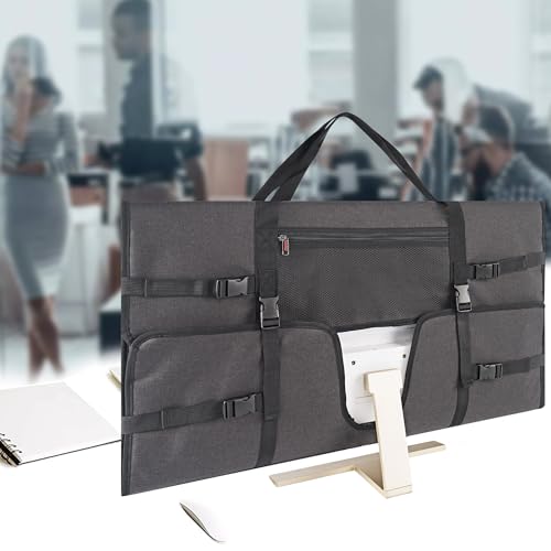 32" Monitor Travel Carrying Bag Compatible with Desktop AIO Computer | Dark Grey | Thick Foam Padding | Reinforced Carry Straps | For Desktop AIO Moving - color: Dark Gray