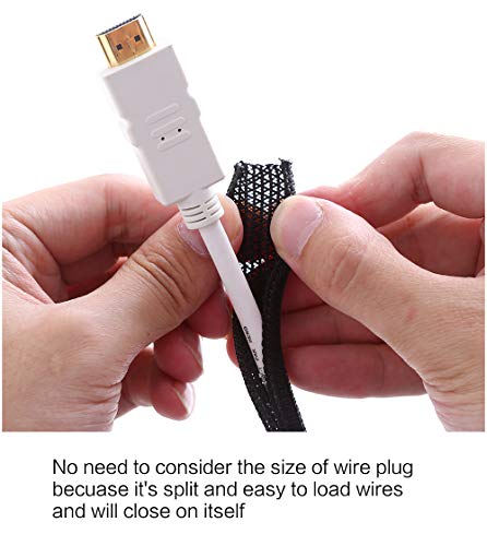 Alex Tech 25ft - 1/4 inch Cord Protector Wire Loom Tubing Cable Sleeve Split Sleeving for USB Cable Power Cord Audio Video Cable – Protect Cat from Chewing Cords - Black - color: Black, size: 1/4"-25ft