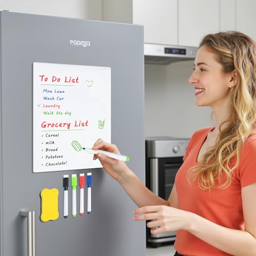 M&G Magnetic Dry Erase Board for Fridge, 12”x 8” Fridge Whiteboard for Kitchen, Small White Board Set with 4 Markers and Eraser, to Do List, Family Schedule Planning Board - size: 12"W x 18"H