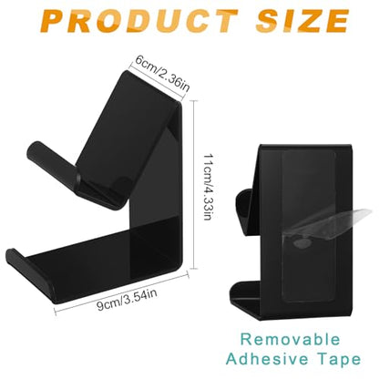 Wonderjune 6 Pcs Headphone Wall Hangers 2 in 1 Adhesive Gaming Headset Holder Hooks for Wall Mount Strong Universal Stand Hooks for Most Headphone Controller, Hat, Baseball Caps, Closet, Door