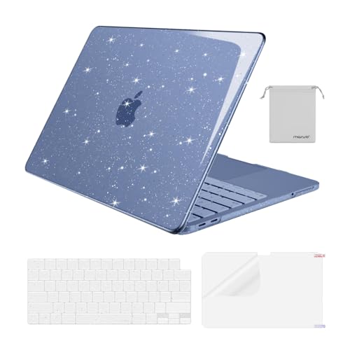 MOSISO Sparkly Glitter Case Compatible with MacBook Neo Case 13 inch 2026 Release Model A3404 with A18 Pro Chip, Crack-Resistant Protective Hard Shell Case&Keyboard Cover&ScreenFilm&Pouch, Indigo - color: Indigo