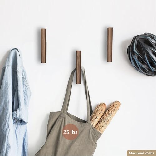 Wood Wall Hooks 4 Pack Coat Hooks Wall Mount Walnut Wooden Hooks for Hanging Hat, Bag, Backpack, Rustic Coat Hooks for Wall, Wood Towel Hooks for Bathrooms and Entryway Hooks (Walnut, Light) - color: Walnut, Light