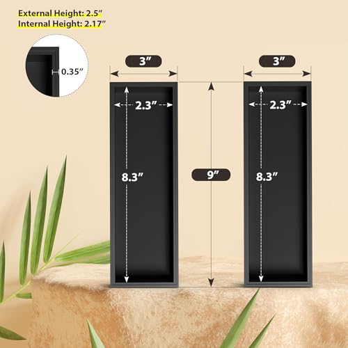 Kitchen Drawer Organizer Bins, Black Bamboo Drawer Organizer Stackable for Silverware, Utensils, Cutlery, Flatware, Junk Drawer, Dresser, Bathroom, 9" x 3" x 2.5" (Set of 2) - color: Black, size: 9 x 3 x 2.5 Inch