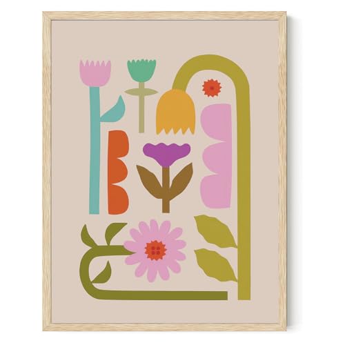 Colorful Floral Poster Flower Wall Art Boho Flower Wall Art Abstract Floral Pictures Prints Minimalist Botanical Painting Poster Aesthetic Wall Decor 12x16inch Unframed for Living room Bedroom - color: Green and blue, size: 12"L x 16"W