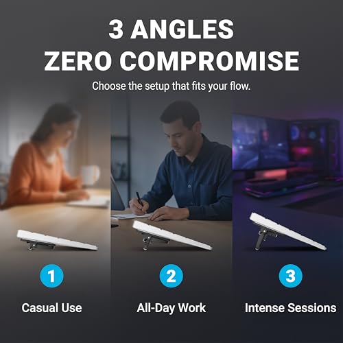 GPG2 ESC Flip Keyboard Stand for Desk, Tilting Riser That Attaches to Your Keyboard – 3 Adjustable Angles, Compatible with Apple Magic Keyboard, Logitech MX Keys, K380 & Flat-Back Models
