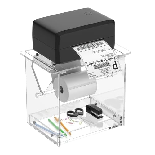 Label Roll Holder for Rolls and Fanfold Labels, Acylic Label Holder for Thermal Printer, Desktop Thermal Printer Stand Sticker Roll Holder for Home, Office, Work - color: Transparent
