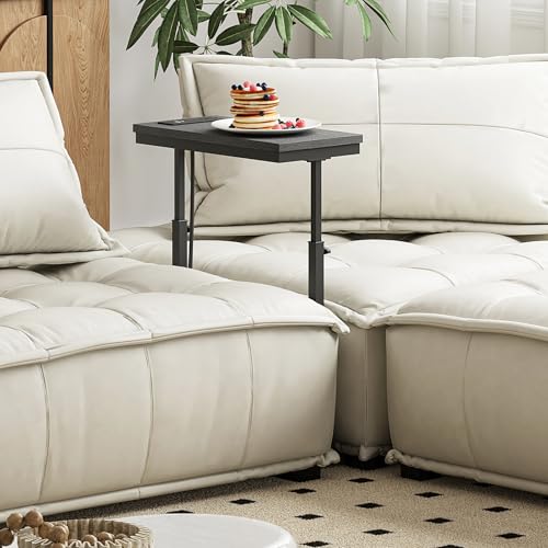 TUTOTAK End Table with Charging Station, Side Table, Tall Couch Table, Sofa Table, Living Room, Bedroom,Black TB01BK084 - color: Black, size: 1 Pack, style: With Plug