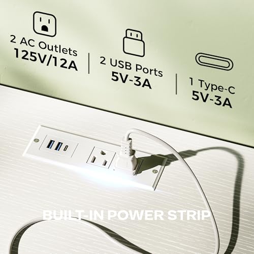 Huuger 47 Inch TV Stand Dresser with Power Outlets and LED Lights, 4 Drawers Entertainment Center with Open Shelf, Media Console for 55 50 Inch TV, Dresser with PU Finish, White - color: White, size: 47.2 Inches