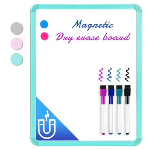 VUSIGN Small White Board Dry Erase, 14'' x 11'' Magnetic Dry Erase Board, Mini Whiteboard with Markers for Students, Fridge, Wall, Locker, Green - color: H-green 1 Pack
