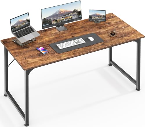 Huuger Computer Desk, 48 Inch Office Desk, Gaming Desk with Storage, Writing Desk Work Desk for Home Office, Study, Modern Simple Desk, Large Legroom, Metal Frame, Rustic Brown - color: Rustic Brown, size: 48inch