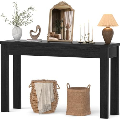 Armocity Console Table, 47" Farmhouse Wood Entryway Table, Sofa Tables Narrow Long Behind Couch, Entry Table for Entrance, Hallway, Living Room, Embossed Black - color: Embossed Black, size: 47"