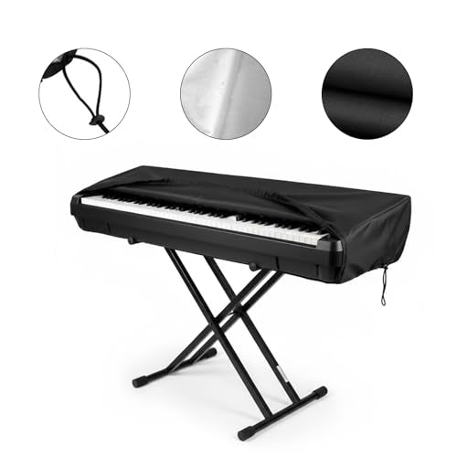 CashBeat 88 Key Piano Keyboard Dust Cover Waterproof Stretchy | Elastic cord lock closure, waterproof stretchy fabric, fits 88-key digital piano keyboard, dust protector, black - size: 88 key