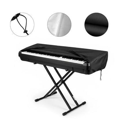 CashBeat 61 Key Piano Keyboard Dust Cover Waterproof Stretchy | Elastic cord lock closure, waterproof stretchy fabric, fits 61-key digital piano keyboard, dust protector, black - size: 61 key
