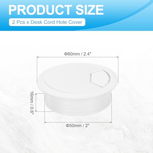 MECCANIXITY 2 Pcs Desk Grommet 2 Inch(50mm), Round Desk Cord Hole Cover Wire Cable Organizer for Home Office Computer Table Cables, White - color: White, size: 2 Inch(50mm)