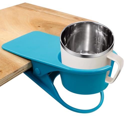 Jiozermi Drinking Cup Holder Clip, Desk Drink Holder Clip Adirondack Chair Cup Holder with Clip Cup Clip Holder for Water Drink Beverage Soda Coffee Mug(Blue) - color: Blue