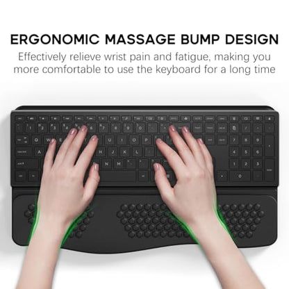 JIKIOU Keyboard Stand with Wrist Rest, Computer Keyboard Stand Pad with Non-Slip Base, Comfy Ergonomic Keyboard Riser Holder for Gaming Office Home 17.13x9.5 in Black