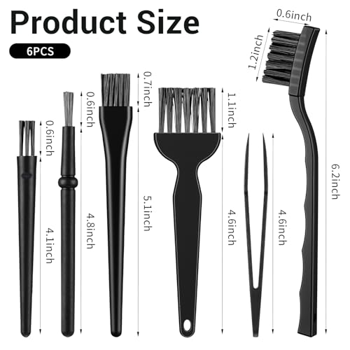 6 PCS Small Cleaning Brushes for Tight Spaces, Cleaning Brush Small Spaces, Thin Anti Static Brush to Clean Electronics Keyboard Brushes Black