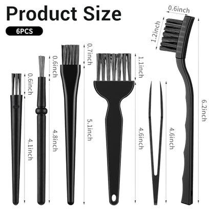 6 PCS Small Cleaning Brushes for Tight Spaces, Cleaning Brush Small Spaces, Thin Anti Static Brush to Clean Electronics Keyboard Brushes Black