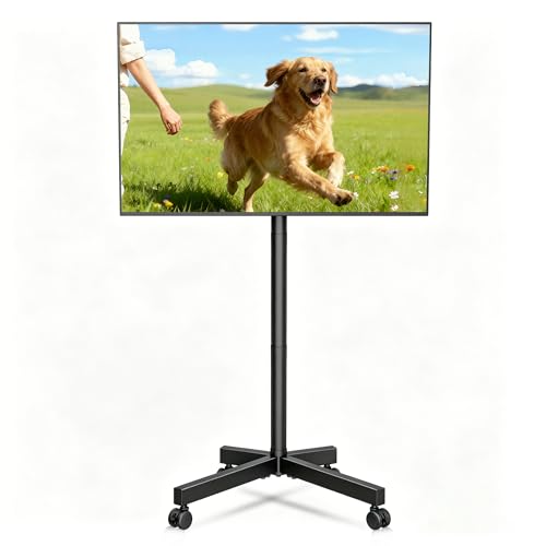 XINLEI Mobile TV Stand on Wheels for Most 21-60 Inch Flat/Curved Screens TVs, Height Adjustable Rolling TV Cart, up to 77 lbs, Max VESA 400x400, ML55SE - color: Black Standard