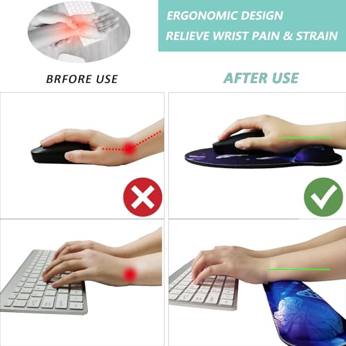Keyboard Wrist Rest Pad Mouse Pad with Wrist Support Set of 3, Mousepad with Non-Slip Rubber Base, Ergonomic Memory Foam Mouse Wrist Cushion Support for Home Office Laptop Computer Gaming, Butterfly - color: Butterfly