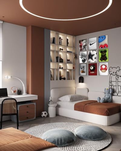 Hypebeast Posters Trendy Wall Decor Sneakerhead Room Decor For Teen Boys Room Girl Wall Collage Art Prints Glass Effect Painting 9pcs set 8x10 inch