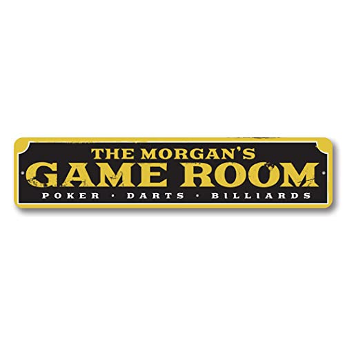 Aluminum Sign Game Room Poker Darts Billiards Personalized Themed for Home Metal Wall Decor Entertainment Space Hanging Plaque with Pre-Drilled Holes 6x24 Inch - size: c) 6 x 24 Inches