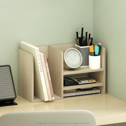 Furinno Hermite Wood Desktop Book and Home Office Supplies Storage Organizer, Bauhaus Oak - color: Bauhaus Oak, size: 15.8-Inch