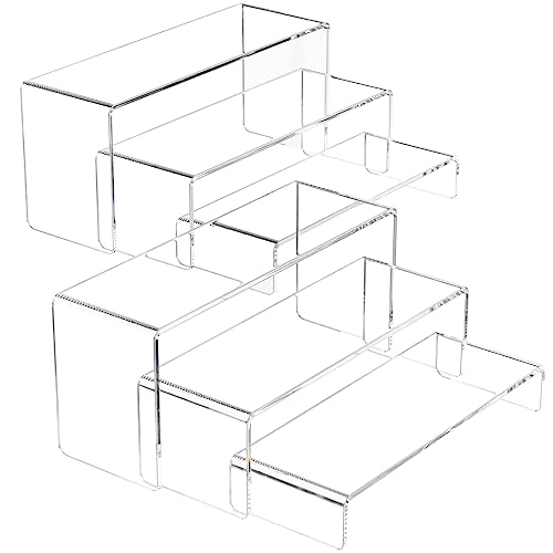 NIUBEE Acrylic Display Riser, 6 Pcs 9" Large Acrylic Risers, 2 Set Clear Rectangular Stands for Candy Dessert Cupcakes, Collectibles Display Stands Shelf for Display for Funko POP Figures - size: 9 inches
