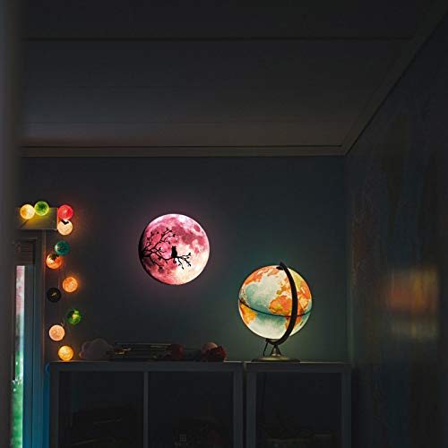 Quanhaigou Glow in The Dark Wall or Ceiling Moon Stickers – Luminous Decal Sticker for Simulated Planet Effect at Night – Red 3D Earth Black Tree Cat - color: Red