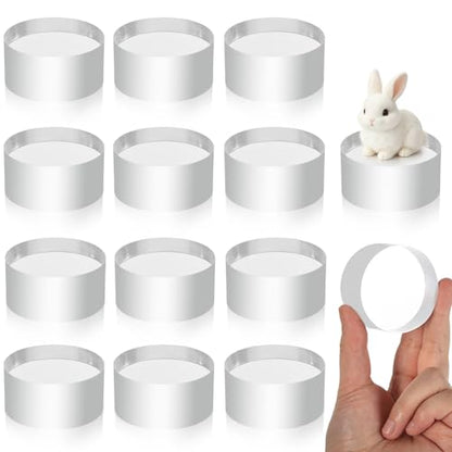 12Pcs Acrylic Round Blocks for Display,2x2x1 Inches Polished Transparent Blocks Polished Base Display Riser for Tabletop Jewelry Crafts Props Display