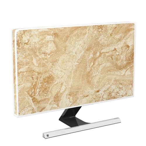 Amber Marble Waterproof Computer Monitor Cover 26, 27, 28 Inch Abstract Texture Full Body Covers for Computer Screen Sleeve Compatible with iMac 26, 26-28 PC,Desktop and TV - color: brown, size: 26-28 Inch