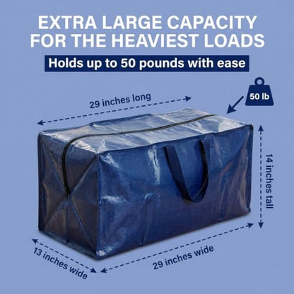 BOX USA 8-Pack Moving Bags with Strong Handles & Zippers - Heavy Duty Extra Large Packing Bags for Storage, Moving Boxes, Dorm & College Supplies, Blue - style: Blue 8-Pack