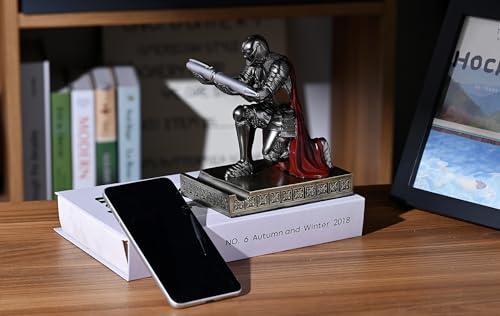 Windbreaker Soldier Knight Pen Holder Personalized Desk Accessory, Mobile Phone & Gaming Controller Holder, Device Stand Gift for Medieval Enthusiasts (Iron) - color: Iron