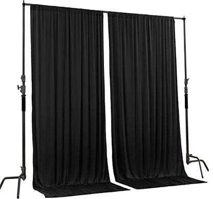 AK TRADING CO. 10 feet x 8 feet IFR Polyester Backdrop Drapes Curtains Panels with Rod Pockets - Wedding Ceremony Party Home Window Decorations - Black - color: Black