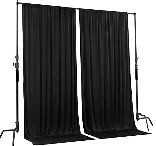 AK TRADING CO. 10 feet x 8 feet IFR Polyester Backdrop Drapes Curtains Panels with Rod Pockets - Wedding Ceremony Party Home Window Decorations - Black - color: Black