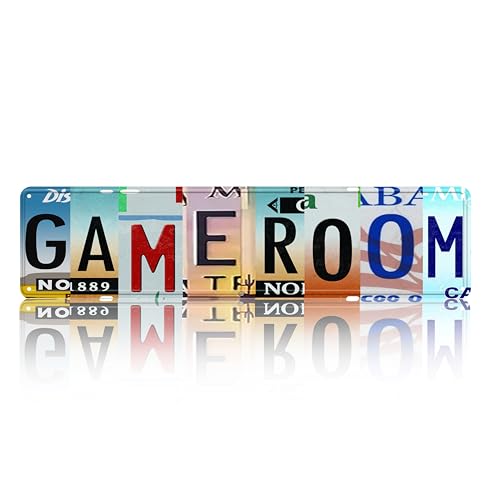 Vintage Road Tin Sign Retro Metal Game Room Street Signs for Cool Stuff Stylish Wall Art Decor Gift for Home Bathroom Kitchen Fence and Gothic Wall Decor in Every Room 16x4 in - color: Game Room